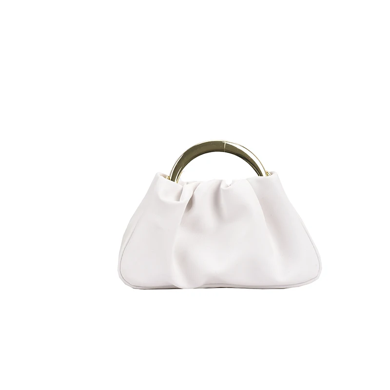 

Iron Folds Design Handle Small PU Leather Crossbody Bags for Women 2021 Summer Trend Female Branded Chain Shoulder Handbags