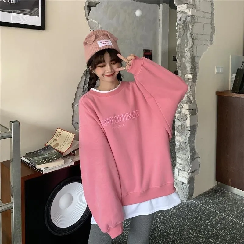 Sweatshirt Spring Autumn Crewneck Vintage Harajuku Female Sweetshirts Casual Pullover Hoodie Woman Clothing Loose Tops for Women