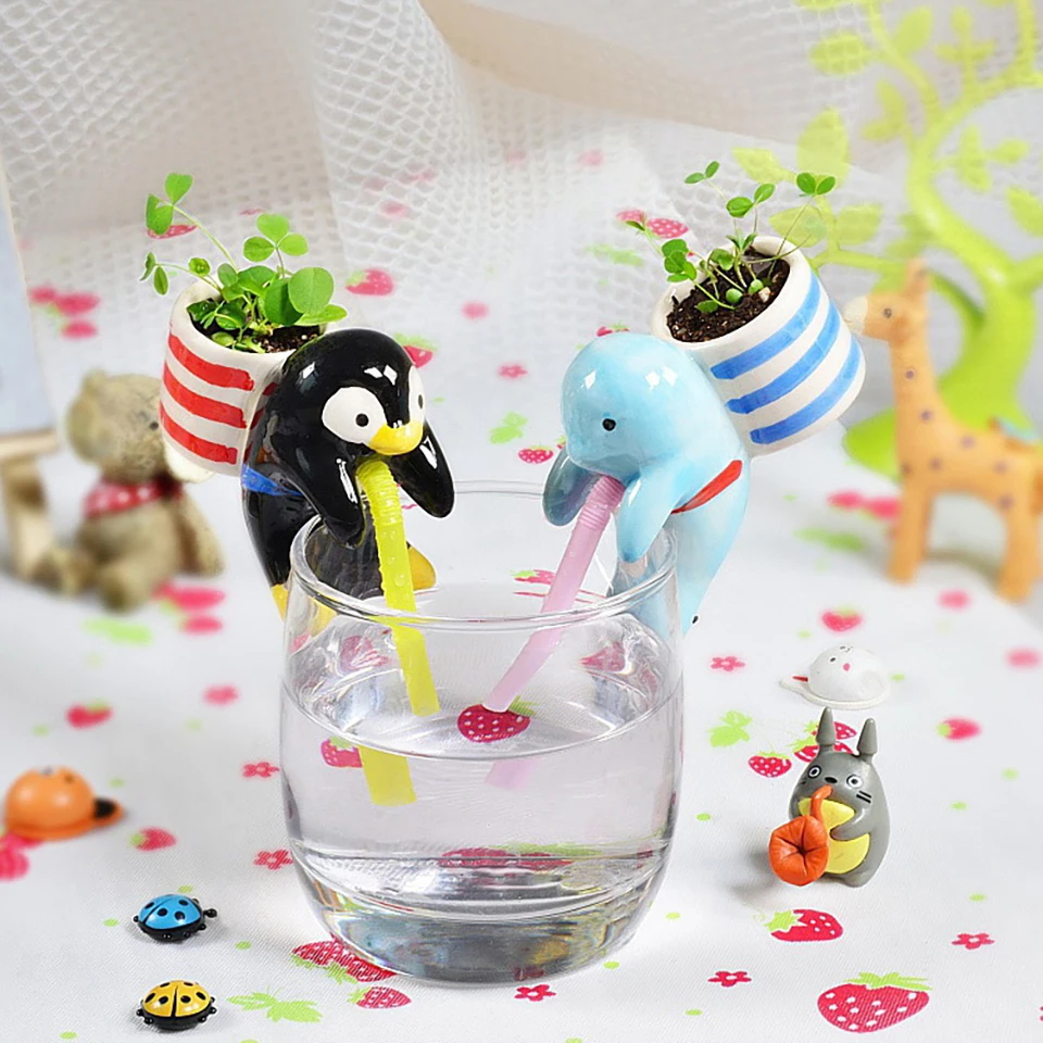 Креативный самополив цветочный горшок водопоглощение бонсай милые животные