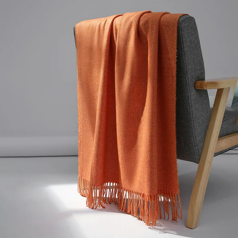 Cashmere Scarf Women Winter Solid Long Pashmina Shawl Female Soft Warm High Quality Large Bandana Blanket Blue,Orange,Khaki