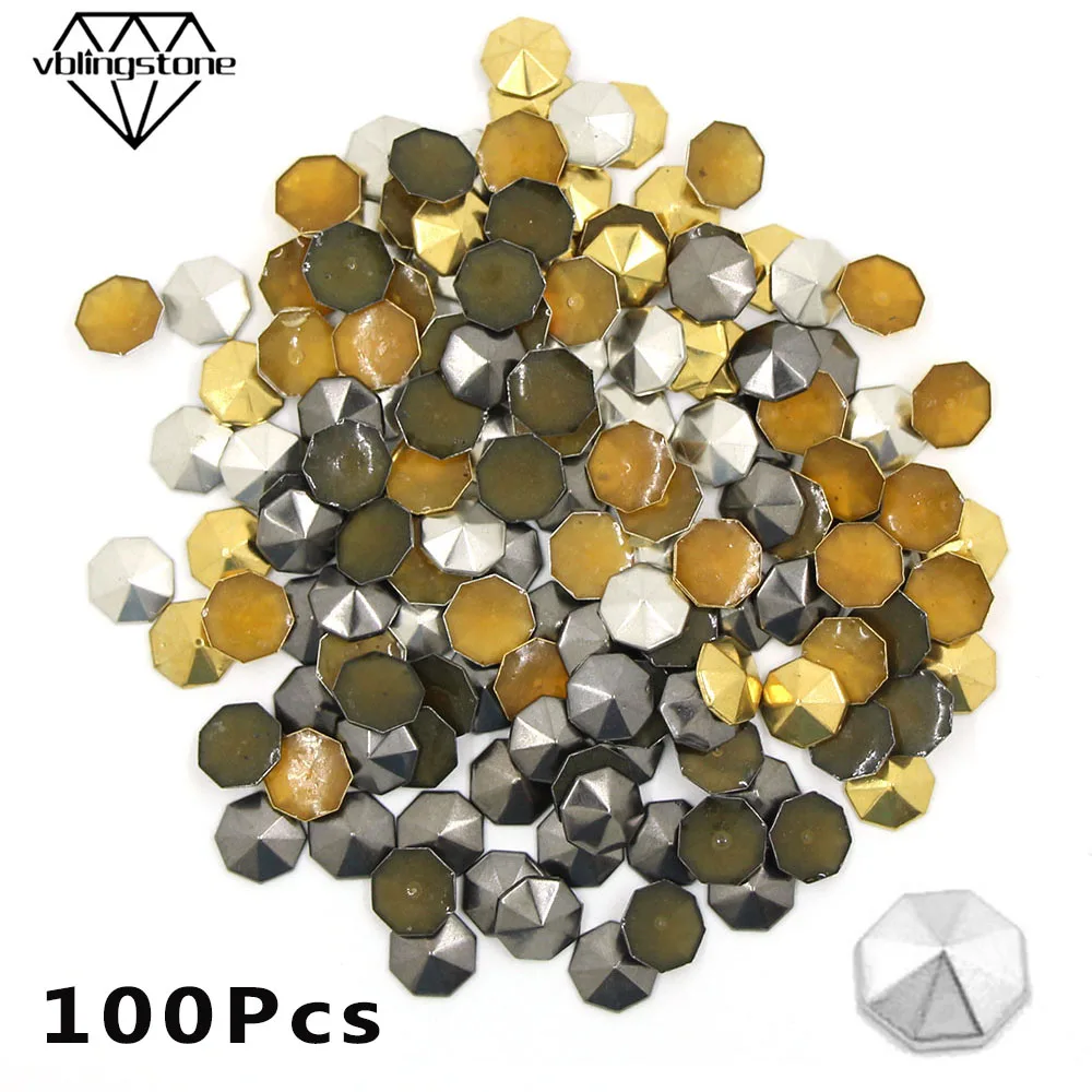 Многоугольные заклепки горячей фиксации 100 шт. медные стразы железные для одежды