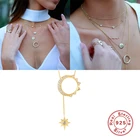 Ожерелье из серебра S925 пробы с подвеской в виде Солнца и Луны для женщин ожерелье до ключиц для помолвки влюбленных прекрасные ювелирные изделия