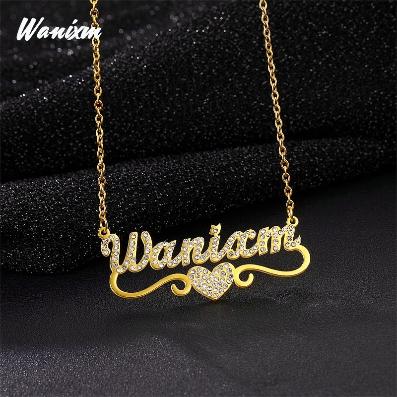 Персонализированный Кристальный кулон пользовательское имя ожерелье