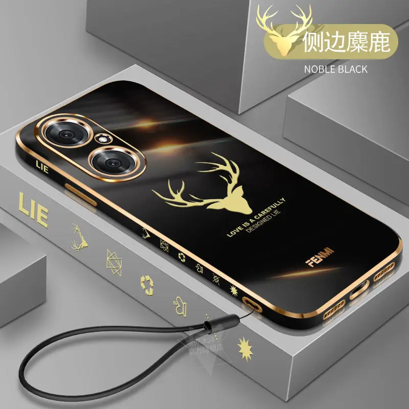 

P50 Pro Case P50Pro Soft TPU Camera Full Protective Phone Bags Cases Deer Pattern With Strap For Huawei P50