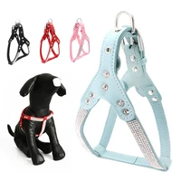 rhinestone small dog harness leash lead puppy vest bling crystal cat adjustable harness strap for dog chuihuahua french bulldog