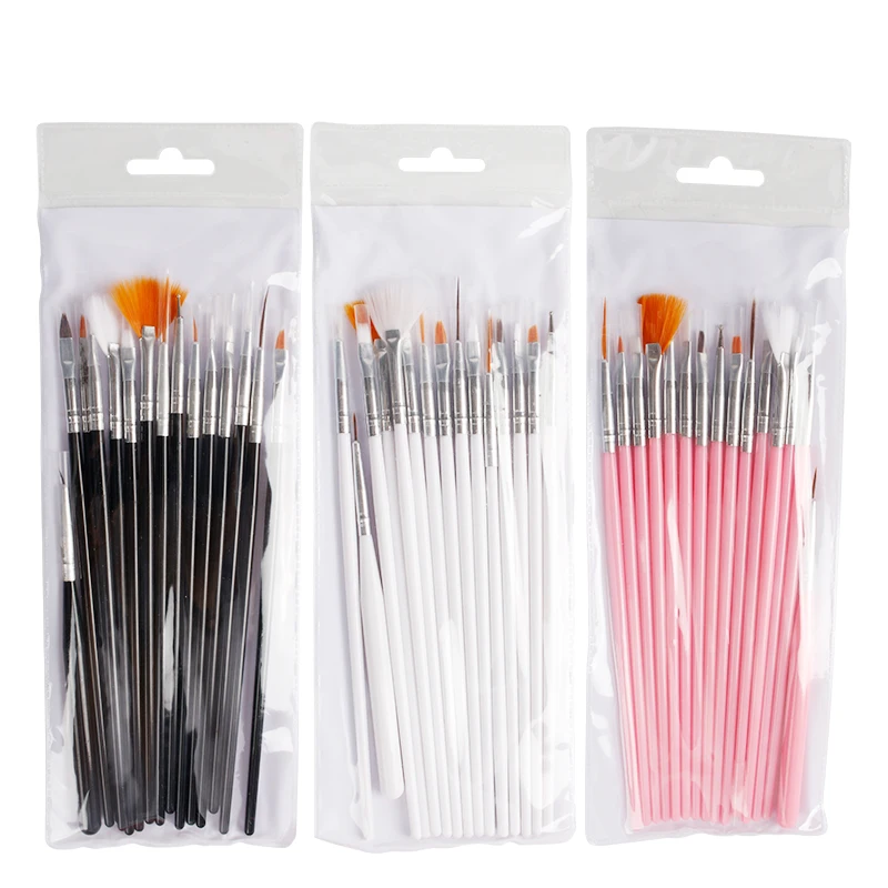 Набор акриловых гелевых кистей для ногтей плоская кисть рисования с кристаллами