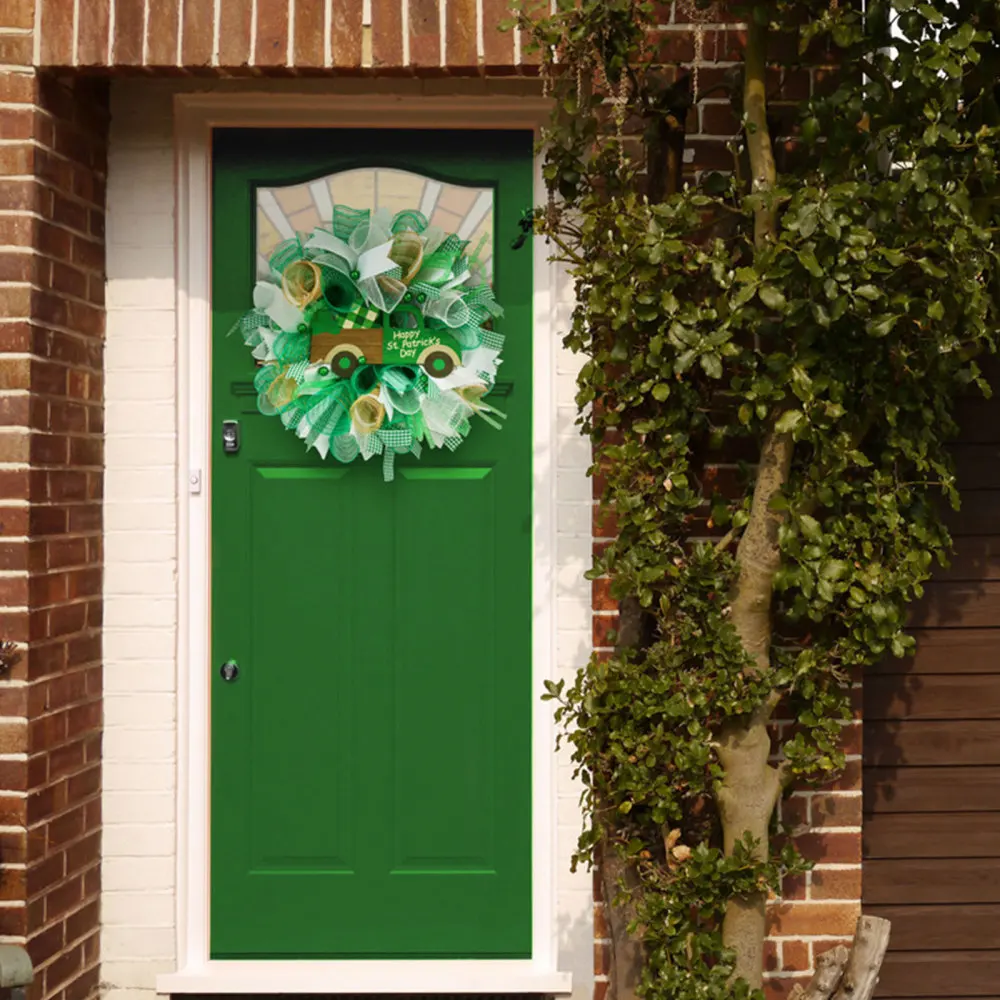 Украшение для ирландского фестиваля венок из ленты гирлянда кулон в виде клевера
