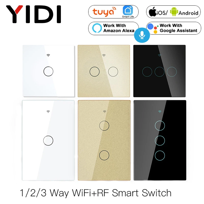 Умный выключатель Tuya Smart Life Wi-Fi RF433 настенный сенсорный с дистанционным
