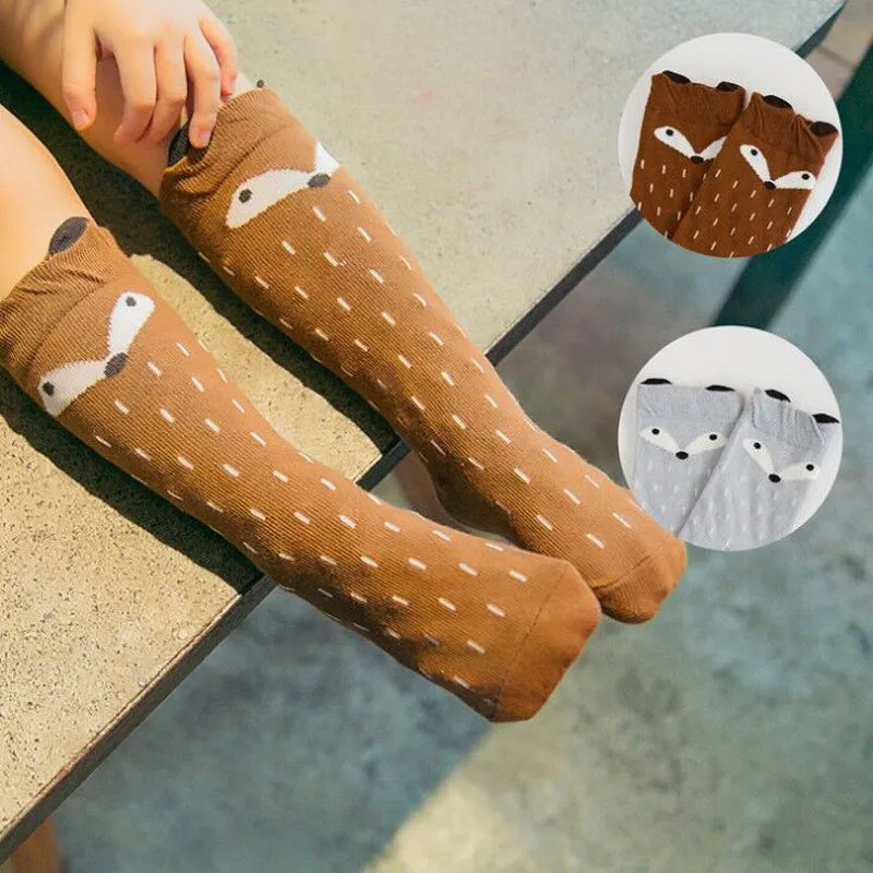 Baby Socks Knee High Long LegWarmer Boy Girl Children fashion Cartoon baby Animal print Fox kids | Детская одежда и обувь