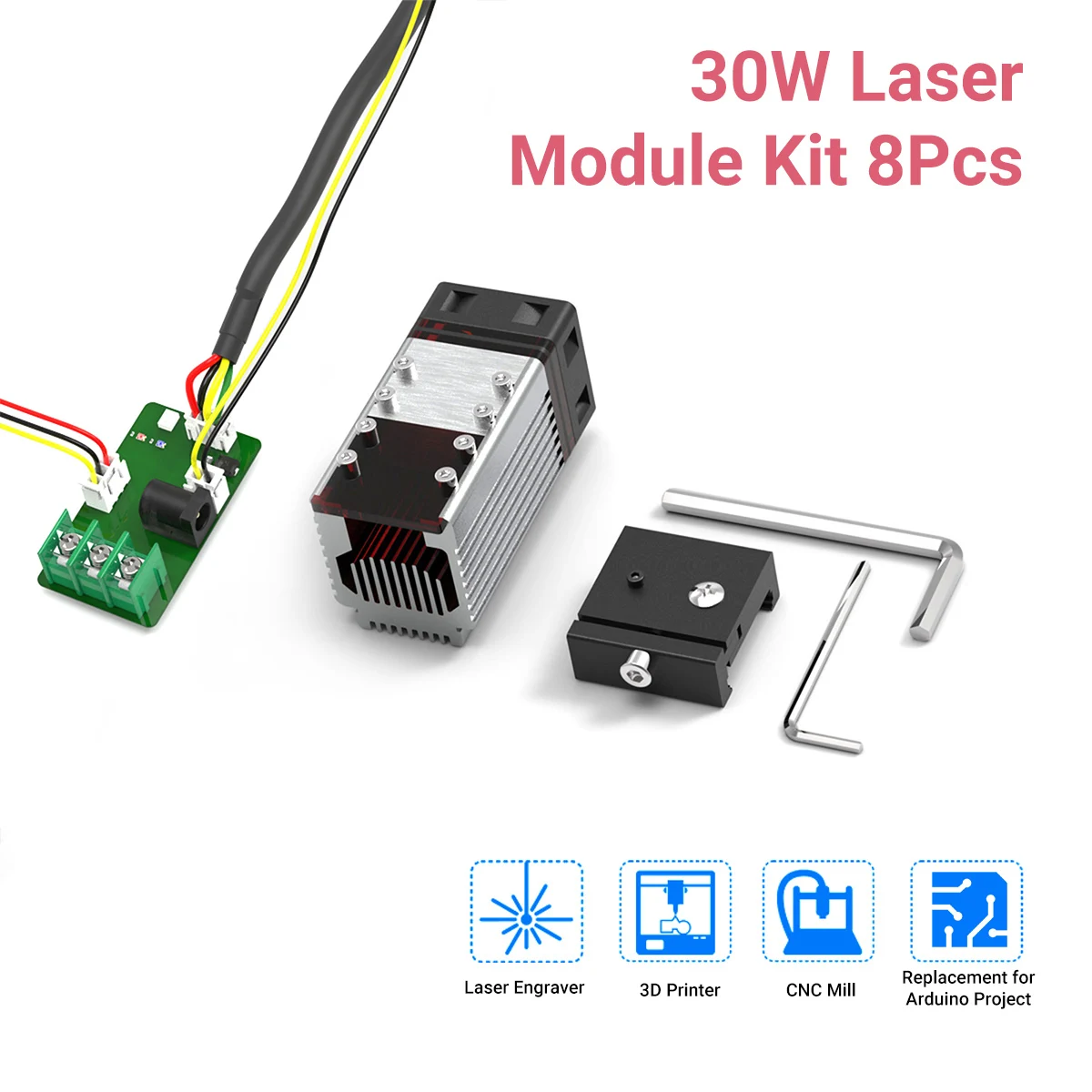 

30 Вт Фокусируемый лазерный модуль для лазерной гравировки модуль комплект с 450nm 7,5 W лазерная головка PWM/TTL модуляция для лазерного гравера 3D-...