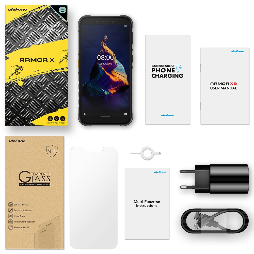 Защищенный смартфон Ulefone Armor X8 Android 10 5080 мАч 5 7 дюйма 4 Гб 64 ГБ ip68 восемь ядер NFC