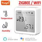 Датчик температуры и влажности Tuya Wi-Fi Zigbee, комнатный гигрометр, термометр и ЖК-дисплей, управление через приложение, для умного дома, для Alexa Google
