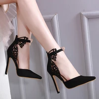 sexy the new fashion women shoes butterfly sandals party zip shallow pointed toe cover heel thin heels solid super high 8cm up