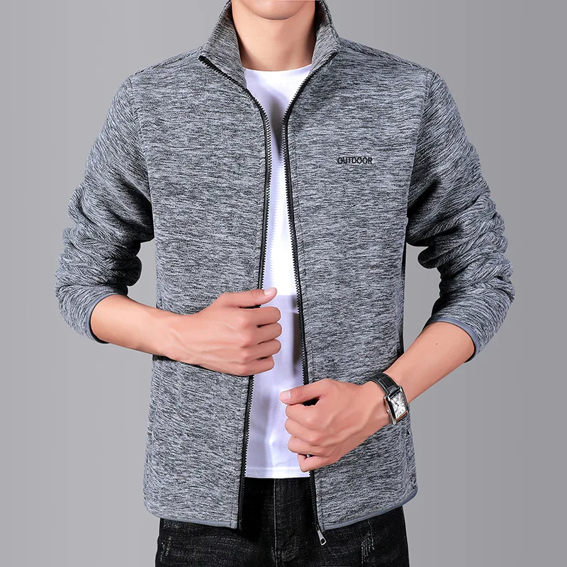 

PT66 Autumn and winter new fleece men's jacket sport leisure cardigan collar sweater
