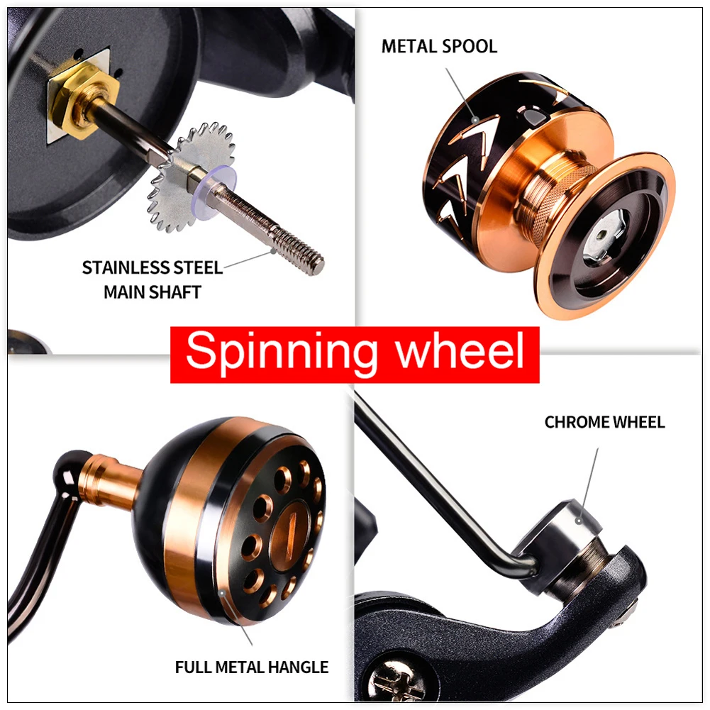 

Metal Tripod Fishing Spinning Reel Metal Spool 5.2:1 3+1BB Bearings Carp Saltwater Fishing Line Wheel Reel DW2000-7000