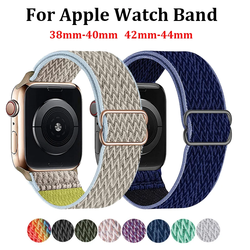Ремешок нейлоновый для Apple Watch Band 44 мм 42 регулируемый спортивный браслет Iwatch 1 2 3 4 5