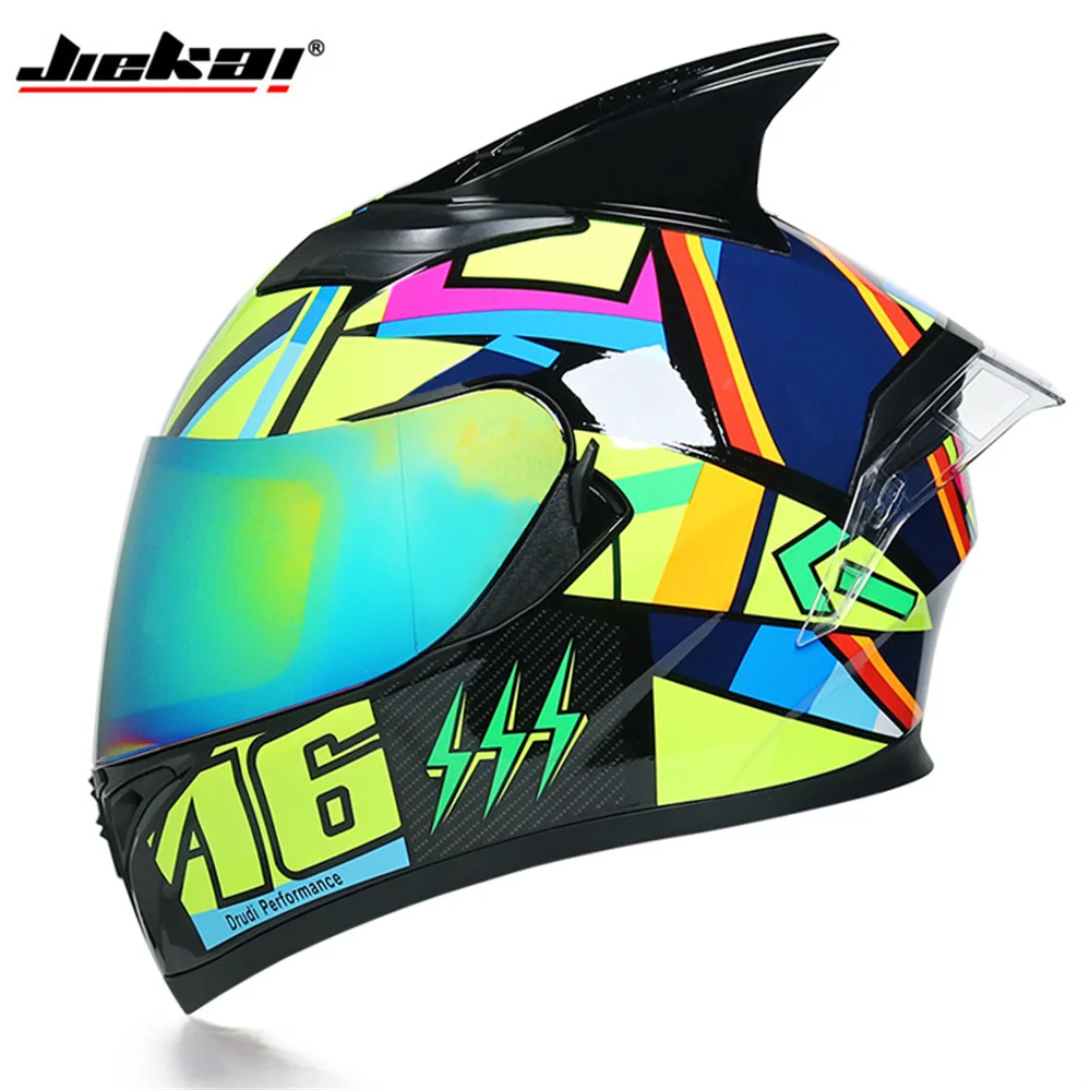 

DOT Approved JIEKAI Removable Lining Full Face Motorcycle Helmet Men Women Summer Winter Motocross Racing Flip Up Casco Moto
