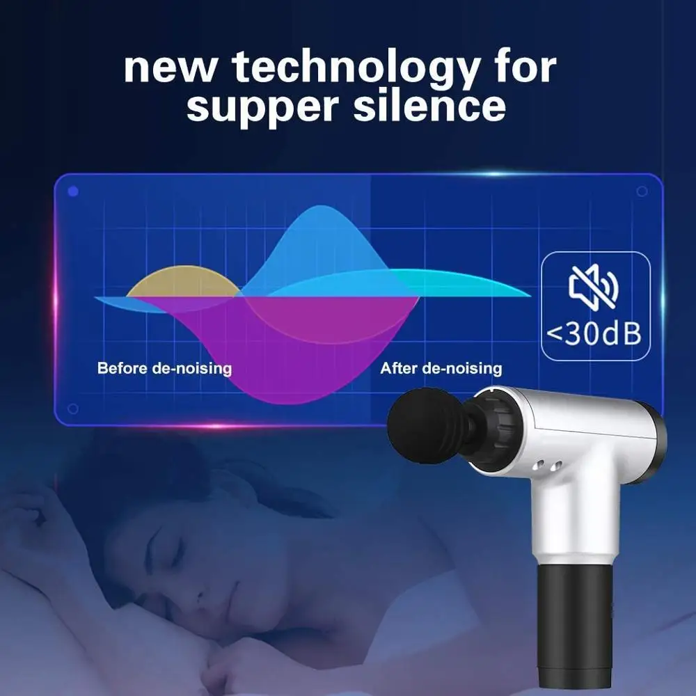 

Massage Gun Muscle Relaxation Massager Vibration Fascial Gun Sport Therapy Fitness Equipment Pain Relief Slimming 6Speeds 4Heads