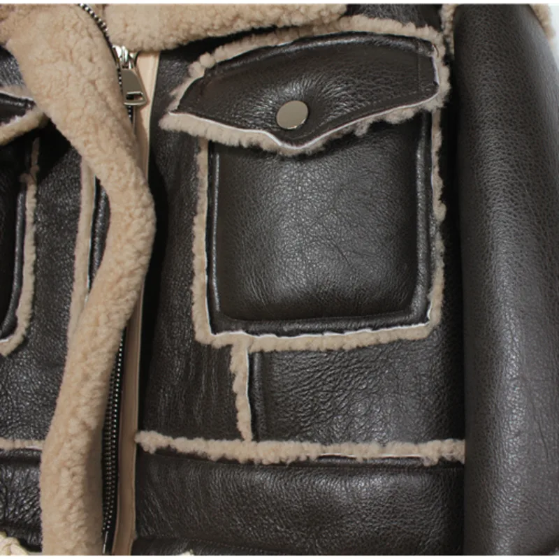 Осенне-зимние короткие пальто из искусственной кожи для отдыха Женская Толстая