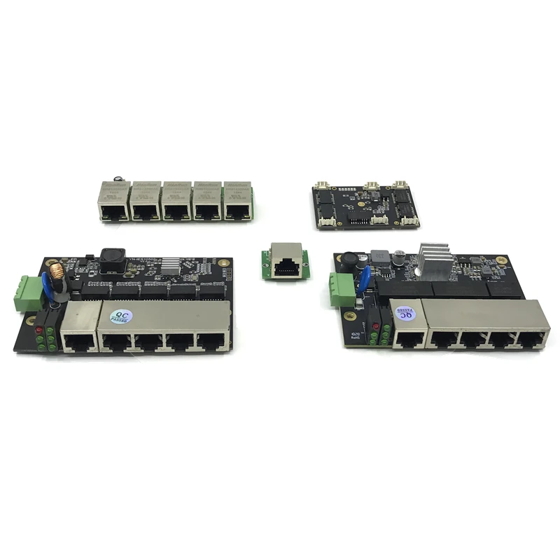 Фото Неуправляемый 3/5 порт 10/100/1000 м Промышленный Коммутатор Ethernet модуль PCBA плата OEM Авто-зондирования порты PCBA материнская плата OEM №1