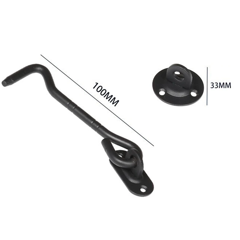 

4 Pieces of 4inch (Approximately 10 cm) Barn Door Locks Stainless Steel Window Hooks Cabin Hooks for Windows Black