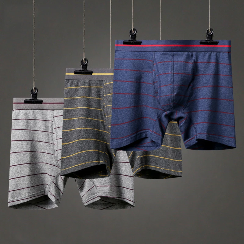 IYUNYI мужские трусы боксеры в полоску Длинные хлопковые Spendex|long boxer shorts|long boxersmens shorts