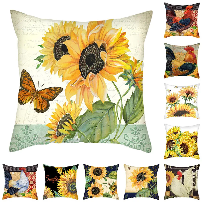 Fuwatacchi воздушный большой петух наволочка Подсолнух Чехол на подушку с принтом