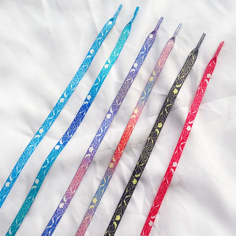 

Высококачественные шнурки с облачным принтом 120/140 см для женщин и мужчин, красные, черные, синие, ручная роспись, Спортивные Повседневные ба...