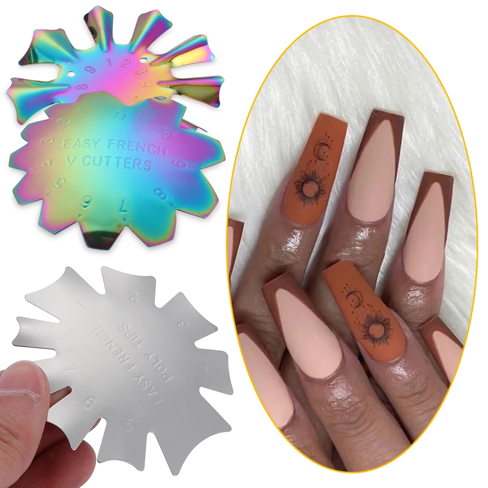 

Manicure Decoration Pro 9 Sizes Easy Smile Cut V Line Templates Multi-style Shape Tips Edge Trimmer French Nails Art Cutter