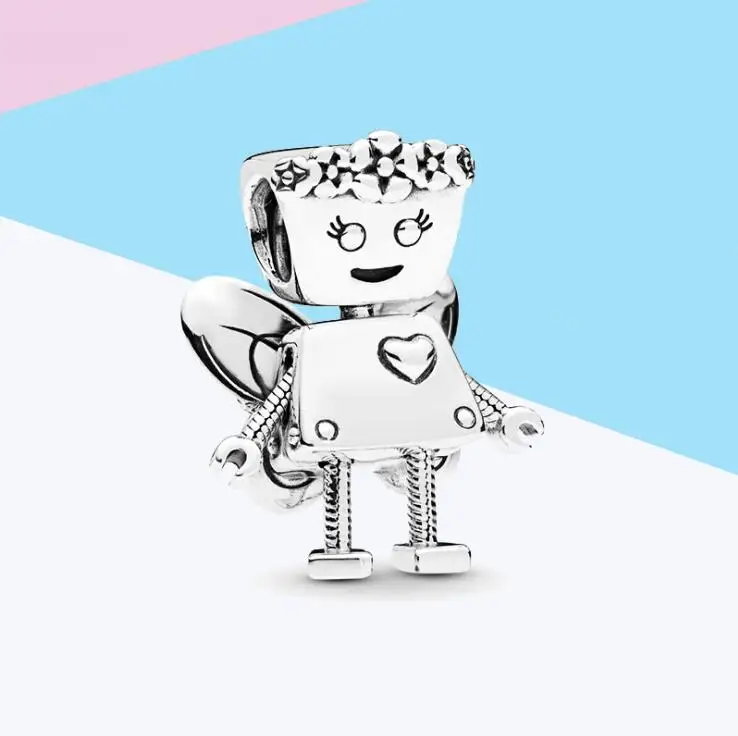 Robot Bead Дропшиппинг цветок Фея Шарм Бусины Подходит браслет ожерелье Мода робот DIY Шарм для женщин девушка Рождество ювелирные изделия подарок - Цвет: Robot Bead