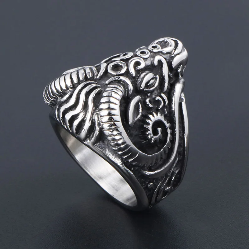 Мужское кольцо из нержавеющей стали с головой овцы и козы винтажное готическое