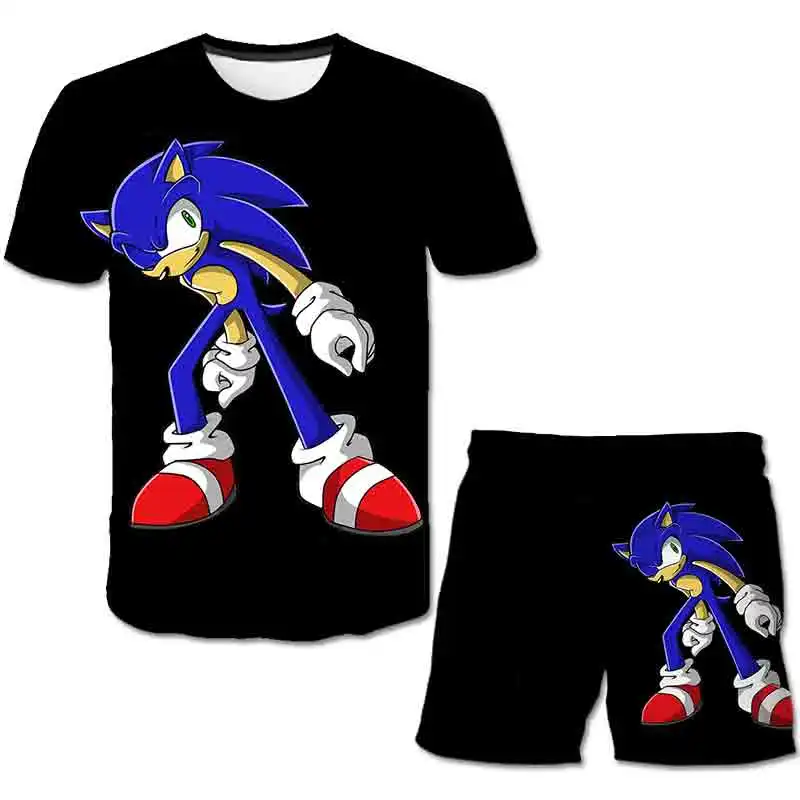 

Summer Boys Clothes Sets Hedgehog Sonic Trees T Shirt And Sports Short Pants Leisure Children Suit For Kids Under 4-14 Years