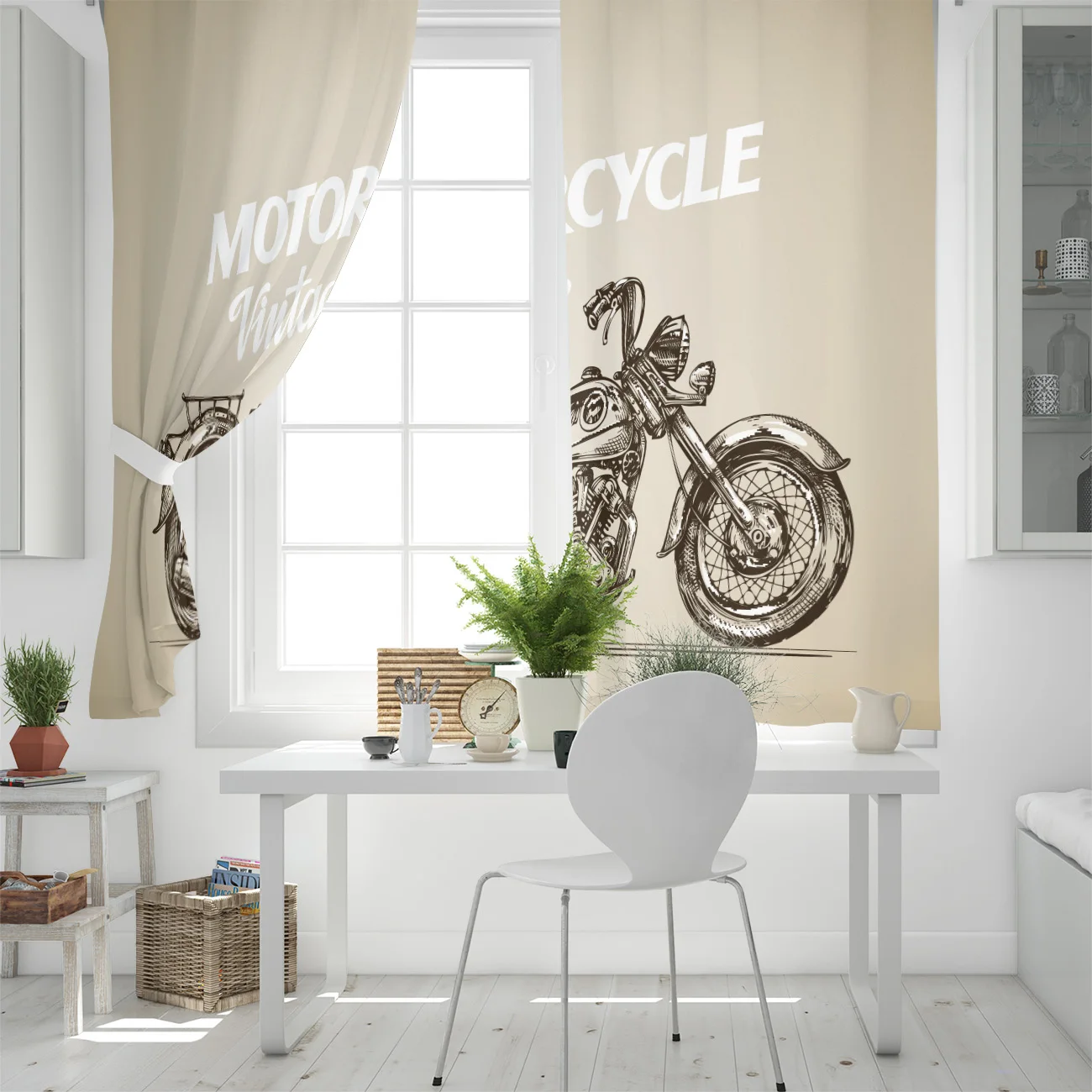 Винтажные мотоциклетные занавески на окна s из ткани для спальни с принтом идеи