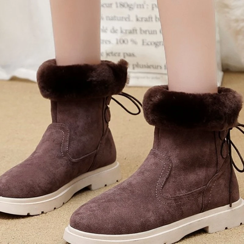 

Меховые зимние сапоги, женские осенне-зимние Новые Стильные теплые короткие сапоги с бархатной подкладкой, женские хлопковые сапоги на тол...