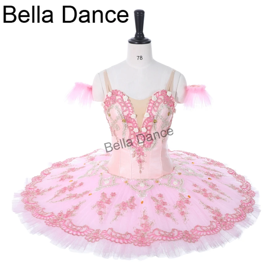 

Adult Professional Ballet Tutus Cream Pink Platter Performance Fairy Doll Pancake Tutus Classical Ballet Stage Costumes BT9055