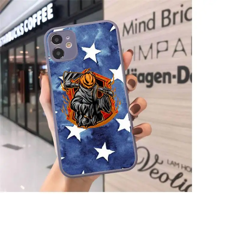 

Horror skull pattern Phone Case Matte Transparent for iPhone 7 8 11 12 s mini pro X XS XR MAX Plus cover funda shell