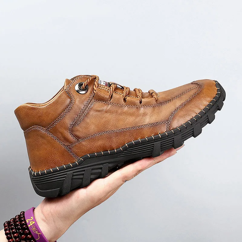 Мужские зимние ботинки кожаные ботильоны Зимние Плюшевая теплая обувь Модные