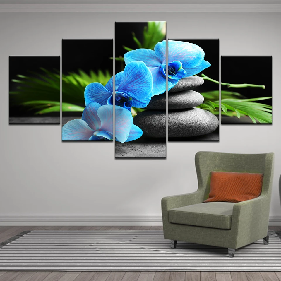 Настенные картины для гостиной домашний декор на холсте 5 шт. абстрактные синие