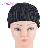 1 piece black super elastic synthetic cornrow wig caps for making wigs glueless hair net liner crochet braids wig