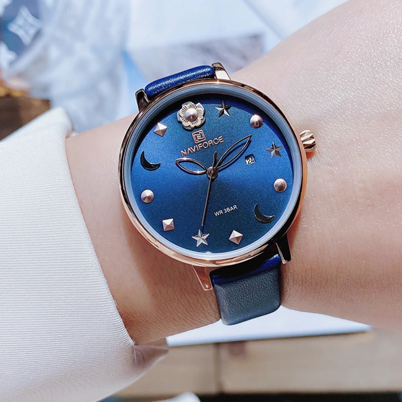 NAVIFORCE Лидирующий бренд роскошные женские часы модные простые стильные браслет из