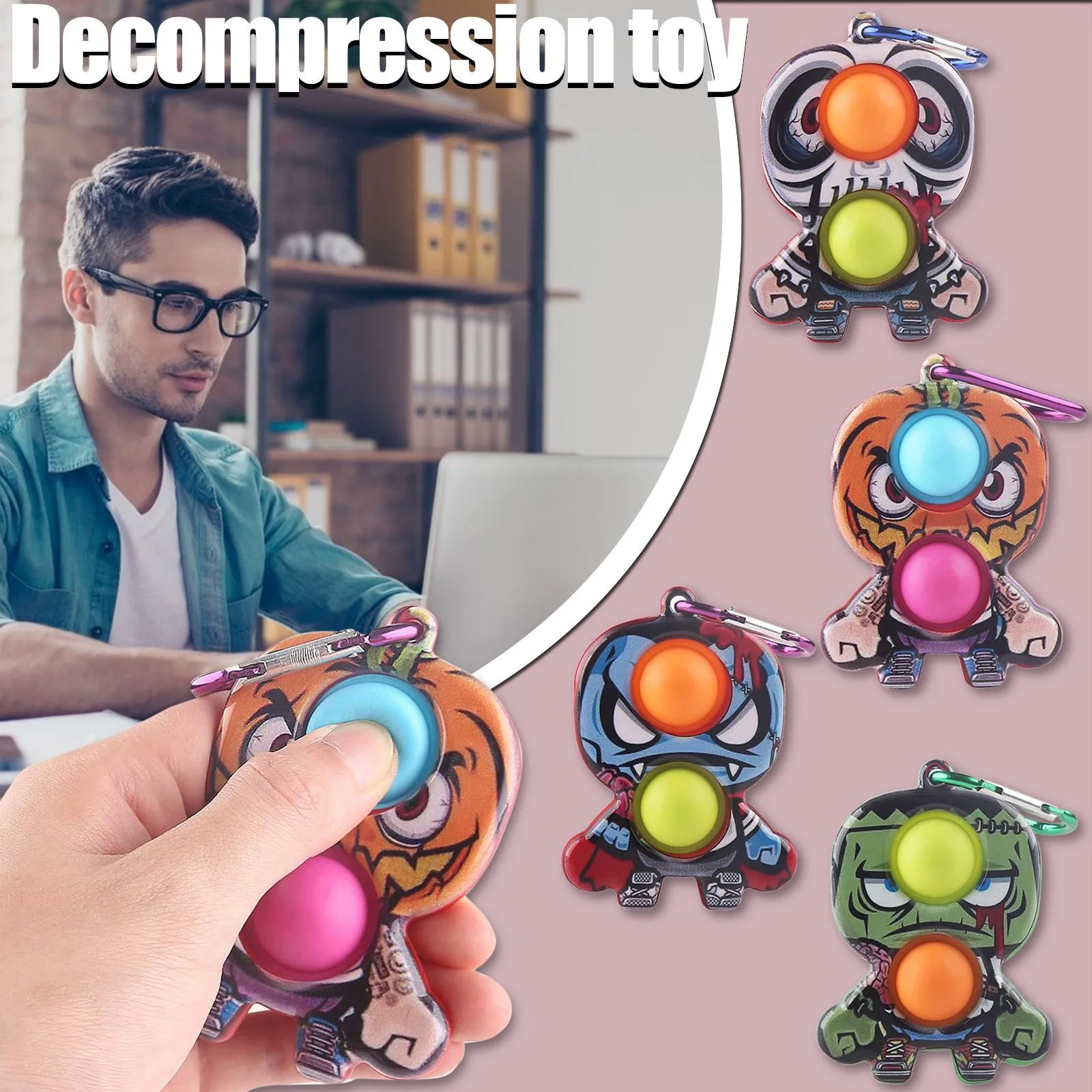 Хэллоуин пузырь на палец музыкальный Маленький Дьявол брелок декомпрессионная