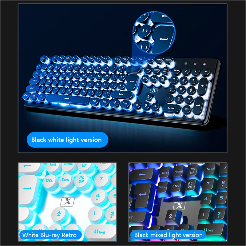 Профессиональная RGB игровая клавиатура и мышь USB Проводная панк Механическая 104
