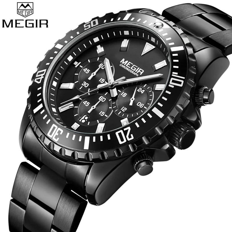 Часы MEGIR Мужские Наручные с хронографом роскошные брендовые армейские