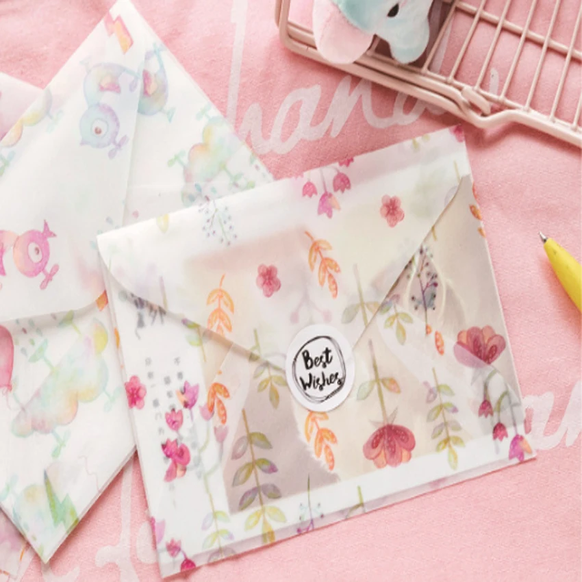 3 шт./лот розовый конверт из милой пергаментной бумаги ручной работы для