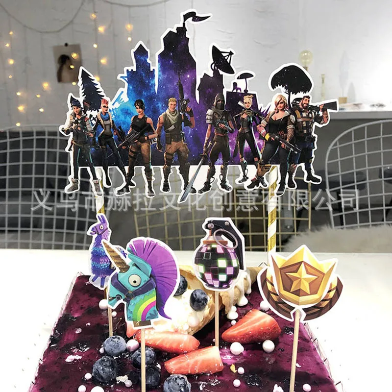 

Fortnites Cake Card Party Decoration Kids Game Theme Birthday Baking Cake Plugin Children Toys Gift