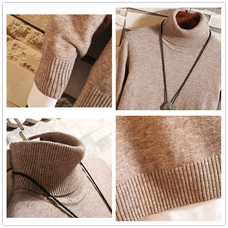 Мужской свитер JDDTON с высоким воротником Мужская Уличная одежда Однотонный