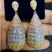 godki jimbora long luxury chains pendant gold drop earrings for bridal wedding party show earrings for womon girl daily jewelry