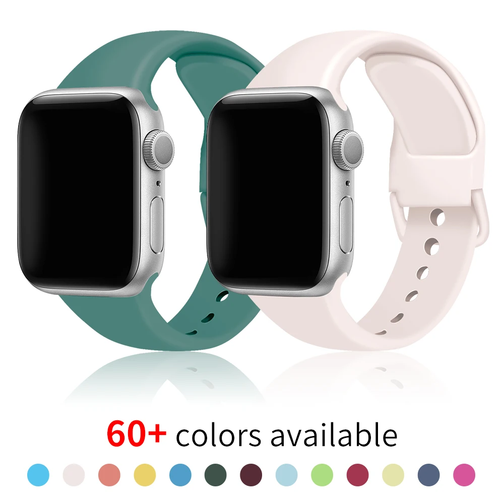 

Soft Silicone Sport Band for Apple Watch Se 6 5 4 Series 40MM 44MM Smart Watchband Rubber Strap to Iwatch 3 2 38MM 42MM Bracelet