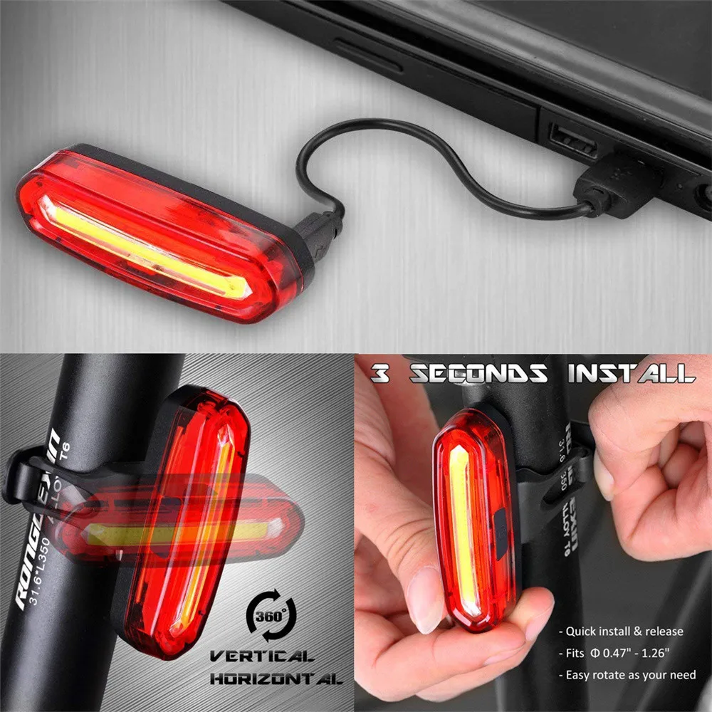 

Bike Bicycle light Rechargeable LED Taillight USB Rear Tail Safety Warning Cycling light Portable Flash Light