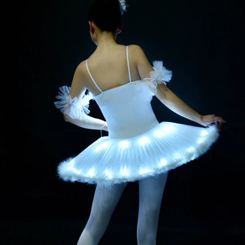 Светящиеся балетные детские танцевальные костюмы платье Cygnet флуоресцентный